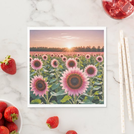 Serviette En Papier Terrain rose (En situation)