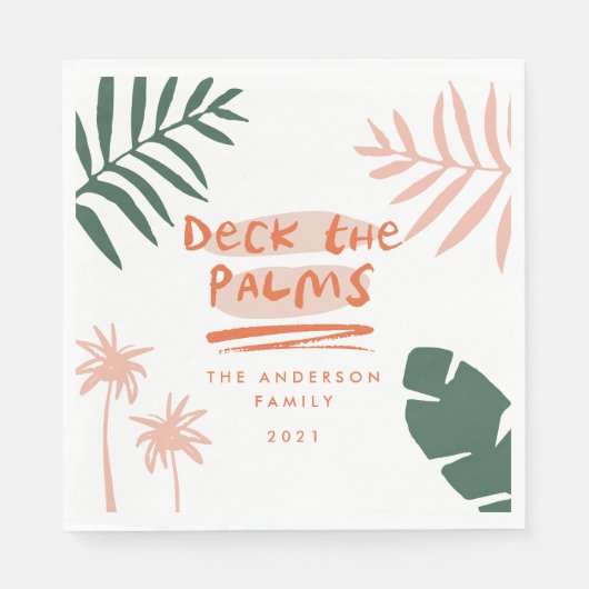 Serviette En Papier terrasse palmiers noël tropical moderne (Devant)