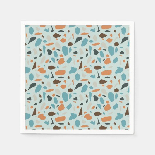 Serviette En Papier Terrazzo bleu Motif (Devant)