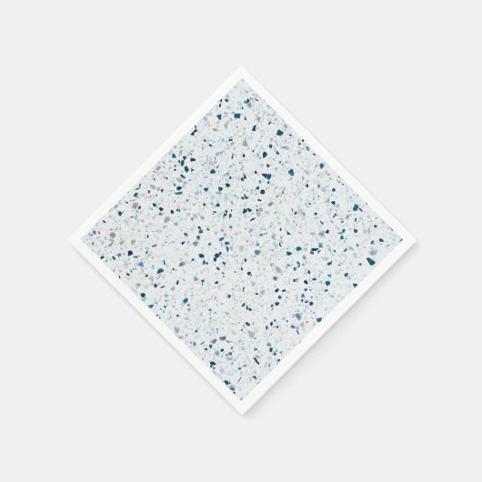 Serviette En Papier Terrazzo Elégant Turquoise bleu vert blanc gris ré (Coin)