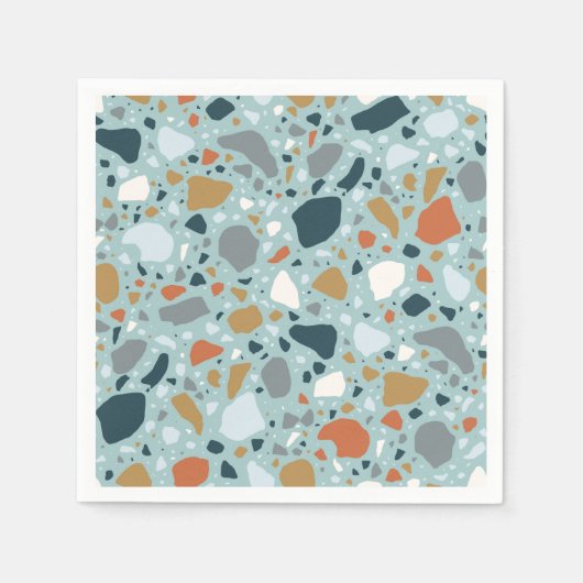 Serviette En Papier Terrazzo En Bleu (Devant)