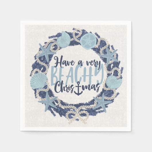 Serviette En Papier Terre côtière de Noël Tropical Sea Shell Wreath - (Devant)
