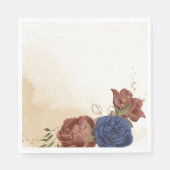 Serviette En Papier terre cuite bleu marine fleuri mariage (Devant)