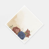 Serviette En Papier terre cuite bleu marine fleuri mariage (Coin)