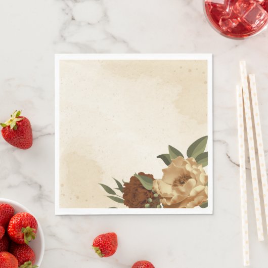 Serviette En Papier terre cuite rustique verdure fleurie (En situation)