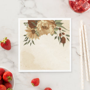 Serviette En Papier terre cuite rustique verdure fleurie