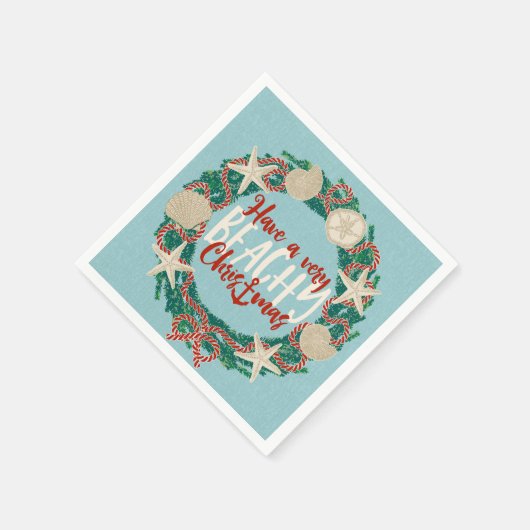 Serviette En Papier Terre de Noël Coastale Tropical Sea Shell Wreath - (Coin)