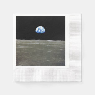 Serviette En Papier Terre depuis la Lune dans l'Espace Noir : Lever de