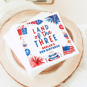 Serviette En Papier Terre Des Trois 4 juillet 3e Fête D'Anniversaire