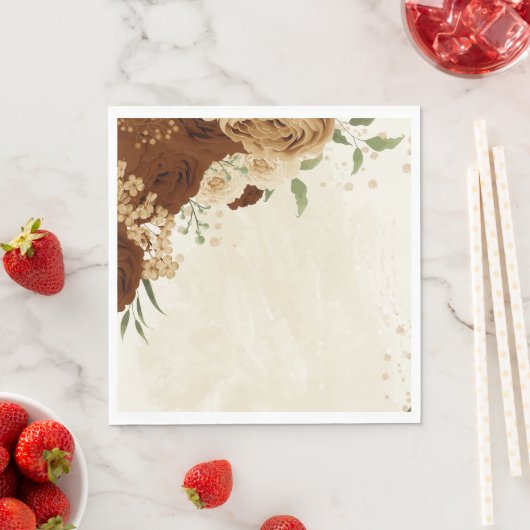 Serviette En Papier terre terre terre ton mariage floral (En situation)