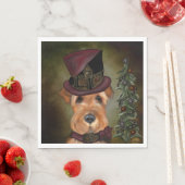 SERVIETTE EN PAPIER TERRIER AIREDALE (En situation)