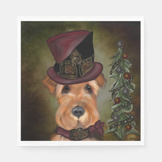 SERVIETTE EN PAPIER TERRIER AIREDALE (Devant)