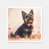 Serviette En Papier Terrier australien avec Rose - Saint Valentin (Devant)