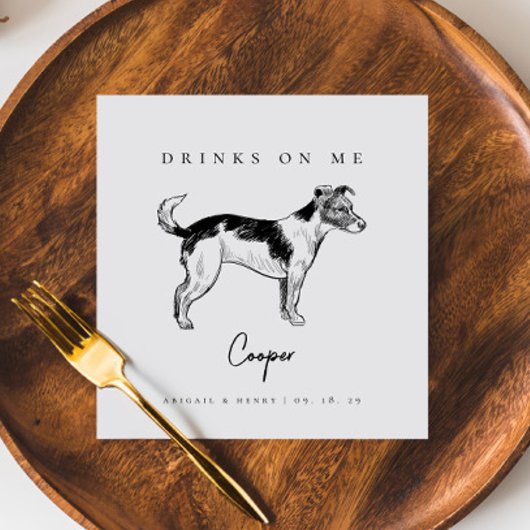 Serviette En Papier Terrier Chien Sketch Boissons sur moi Mariage anim