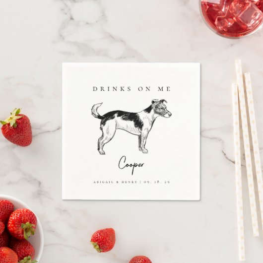 Serviette En Papier Terrier Chien Sketch Boissons sur moi Mariage anim (En situation)