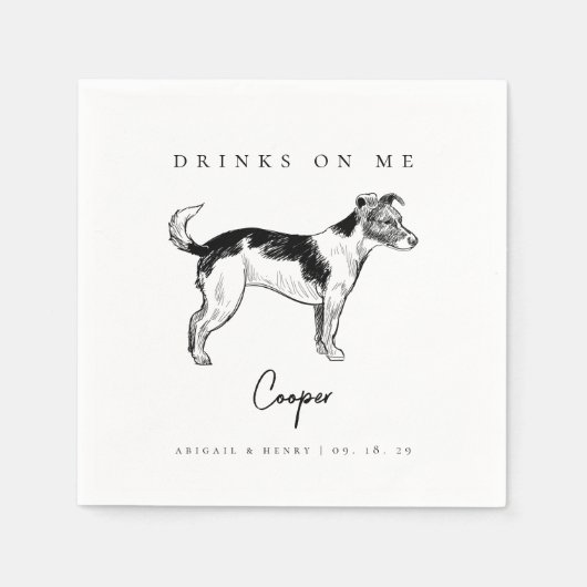 Serviette En Papier Terrier Chien Sketch Boissons sur moi Mariage anim (Devant)