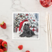 Serviette En Papier Terrier écossais de Noël sur un tapis blanc (En situation)