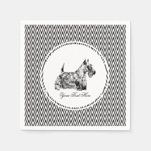 Serviette En Papier Térrier écossais et Chevron Personnaliser