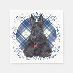 Serviette En Papier Terrier Écossais sur Tartan