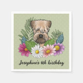 Serviette En Papier Terrier Roue Avec Fleurs À Couleur Douce Anniversa (Devant)