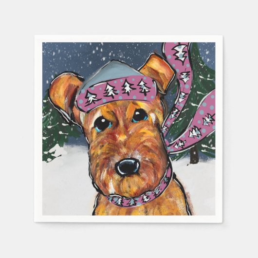 Serviette En Papier Terriers Airedale (Devant)