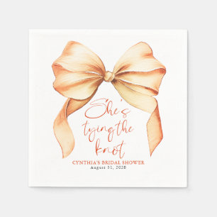 Serviette En Papier Terrracotta Nœud Elle Noue le Nœud Lavage de Bride