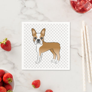 Serviette En Papier Tervueren et Boston Terrier blanc de dessin animé