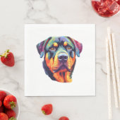 Serviette En Papier Tête colorée Rottweiler (En situation)