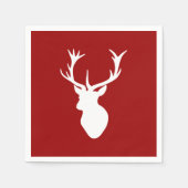 Serviette En Papier Tête de cerf de Noël rouge et blanc (Devant)