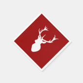 Serviette En Papier Tête de cerf de Noël rouge et blanc (Coin)