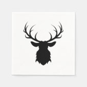 Serviette En Papier Tête de cerf noir avec silhouette Antlers (Devant)