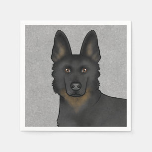 Serviette En Papier Tête de chien mignonne Bi-Black Berger Allemand Gr