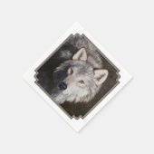 Serviette En Papier Tête de loup de bois gris (Coin)