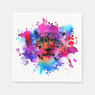 Serviette En Papier Tête de tigre d'aquarelle