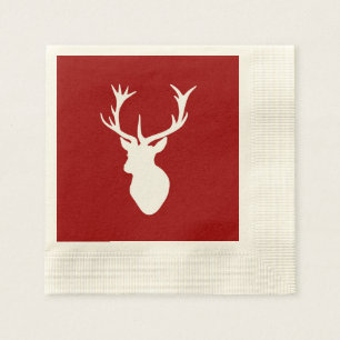Serviette En Papier Tête rouge et blanche de Noël des cerfs