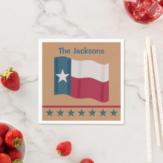 Serviette En Papier Texas Lone Star Drapeau Nom personnalisé Tan (En situation)