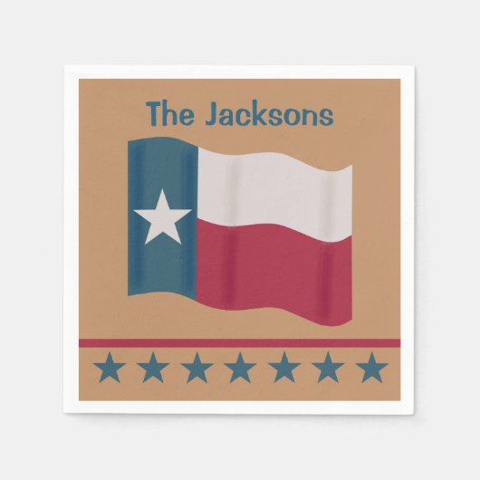 Serviette En Papier Texas Lone Star Drapeau Nom personnalisé Tan (Devant)