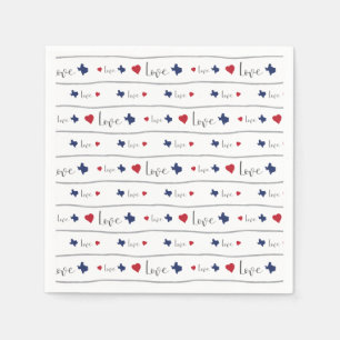 Serviette En Papier Texas Love and Hearts Motif