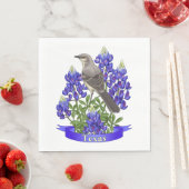 Serviette En Papier Texas State Mockingbird & Bluebonnet Flower (En situation)