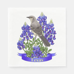 Serviette En Papier Texas State Mockingbird & Bluebonnet Flower
