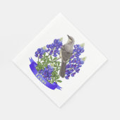 Serviette En Papier Texas State Mockingbird & Bluebonnet Flower (Coin)