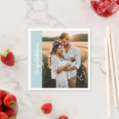 Serviette En Papier text and photo custom personalized party blue  (En situation)