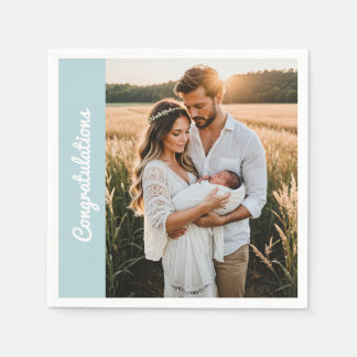 Serviette En Papier text and photo custom personalized party blue