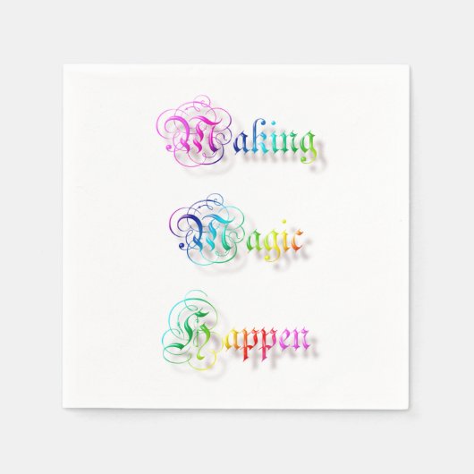 Serviette En Papier Texte arc-en-ciel décoratif. (Devant)