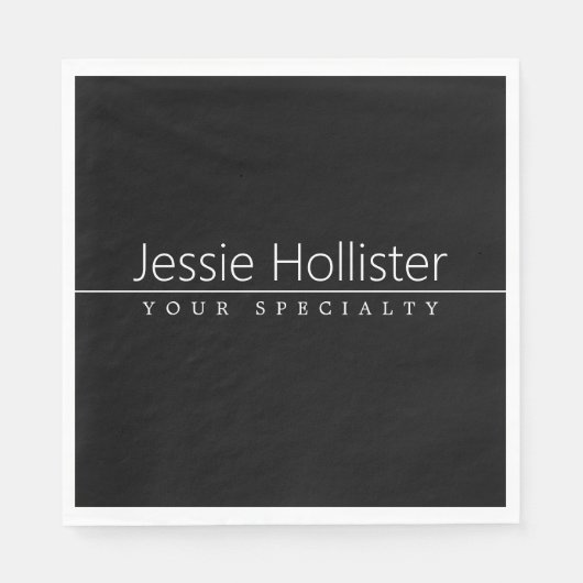 Serviette En Papier Texte blanc classique simple en noir (Devant)