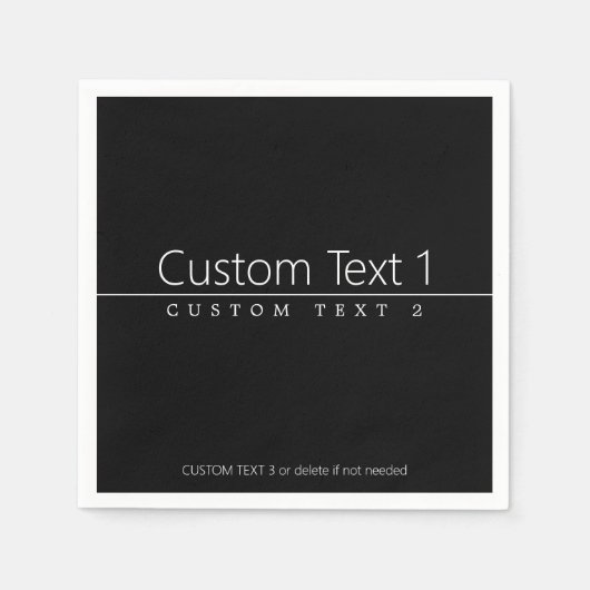 Serviette En Papier Texte blanc classique simple en noir (Devant)