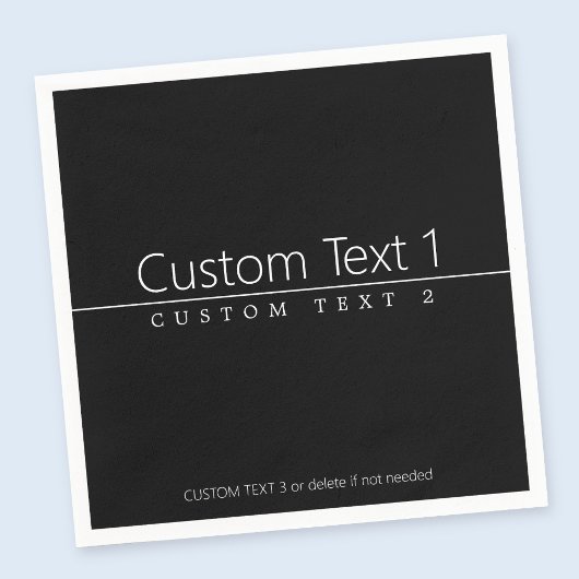 Serviette En Papier Texte blanc classique simple en noir