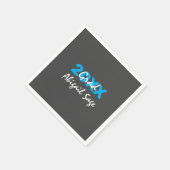 Serviette En Papier Texte bleu et blanc sur Gris (Coin)