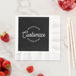 Serviette En Papier Texte circulaire moderne et cursif élégant modifia