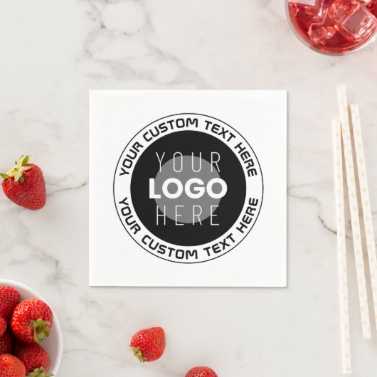 Serviette En Papier Texte circulaire modifiable et logo remplaçable |  (En situation)